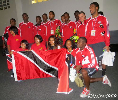 Photo: The Trinidad and Tobago national football team meets their supporters in Peru. (Courtesy Juliet Solomon/Wired868)