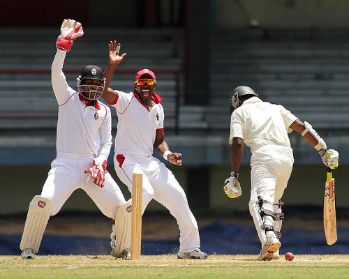Photo: West Indies captain Dwayne Bravo (centre) and wicketkeeper Denesh Ramdin (left) ask the question.