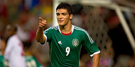 Photo: Mexico striker Raul Jimenez celebrates the winning goal against Trinidad and Tobago. (Courtesy CONCACAF)